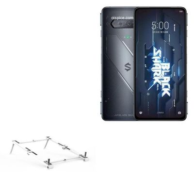 BoxWave Stand and Mount Compatible with Xiaomi Black Shark 5 RS - Pocket Aluminum Stand 3-in-1, Portable Multi Angle Viewing Riser - Metallic Silver