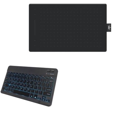 BoxWave Keyboard Compatible with Huion Inspiroy RTM-500 - SlimKeys Bluetooth Keyboard - with Backlight, Portable Slim LED 7 Colors - Jet Black
