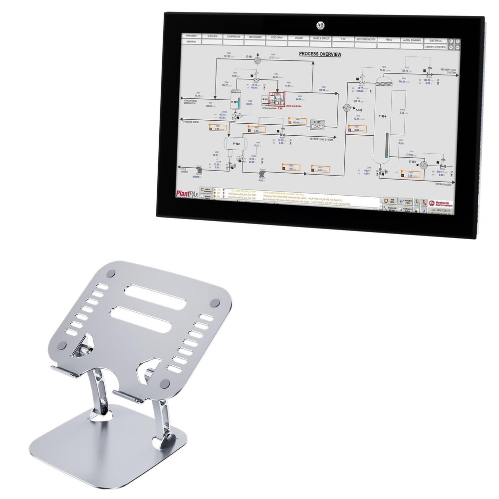 BoxWave Stand and Mount Compatible with Allen Bradley VersaView 6300P (21.5 in) [16:9 Aspect Ratio] - Executive VersaView Laptop Stand, Ergonomic Adjustable Viewing Angle Metallic Riser