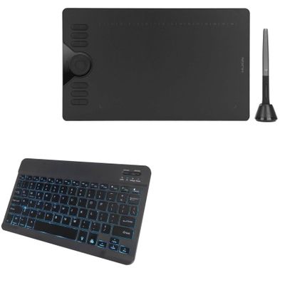 BoxWave Keyboard Compatible with Huion HS610 - SlimKeys Bluetooth Keyboard - with Backlight, Portable Slim LED 7 Colors - Jet Black