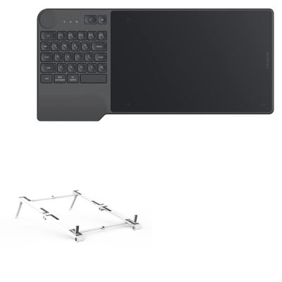 BoxWave Stand and Mount Compatible with Huion Inspiroy Keydial KD200 - Pocket Aluminum Stand 3-in-1, Portable Multi Angle Viewing Riser - Metallic Silver