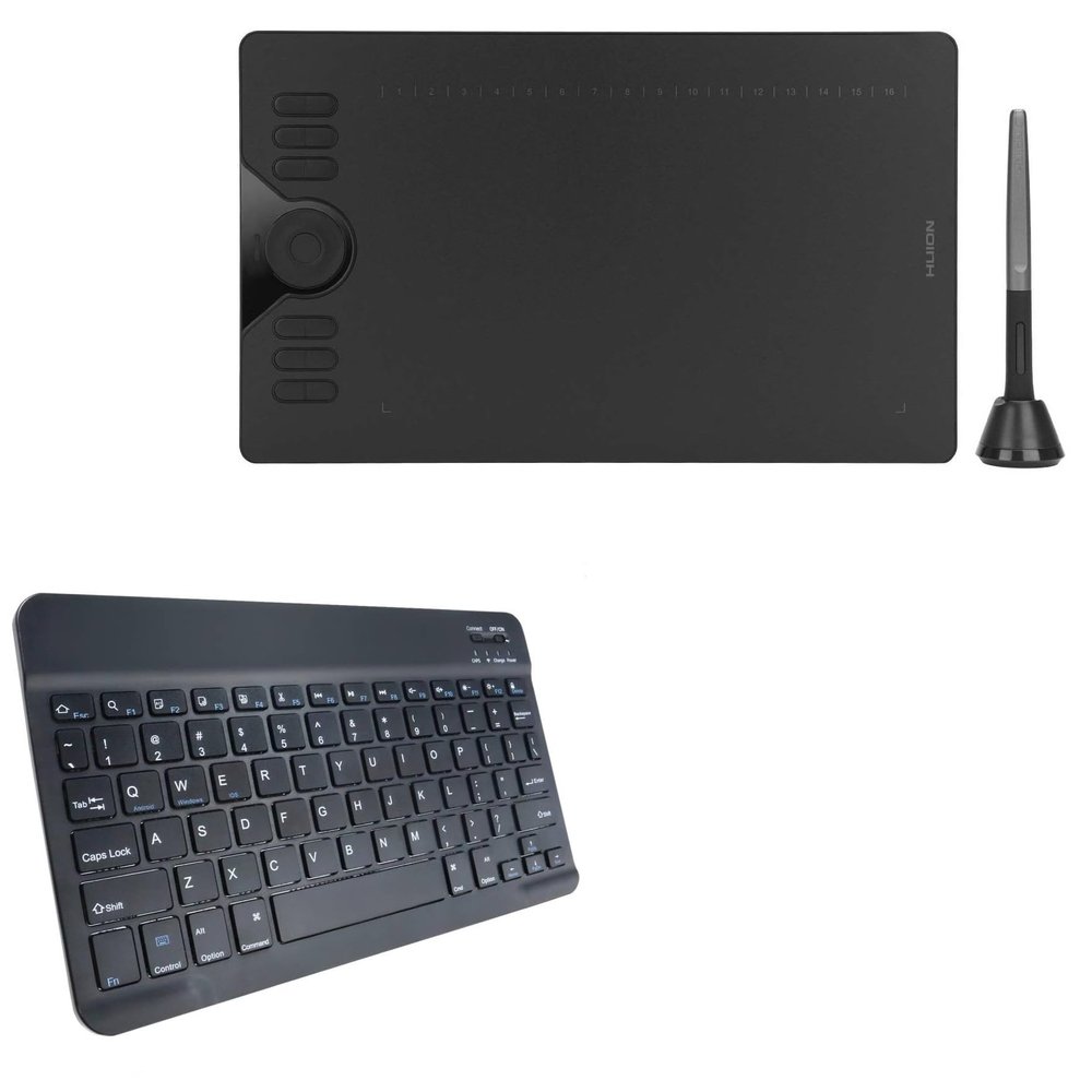 BoxWave Keyboard Compatible with Huion HS610 - SlimKeys Bluetooth Keyboard, Portable Thin with Chiclet-Style Keys - Jet Black