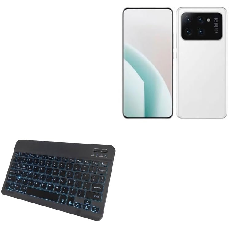 BoxWave Keyboard Compatible with Xiaomi 12 Ultra - SlimKeys Bluetooth Keyboard - with Backlight, Portable Slim LED 7 Colors - Jet Black