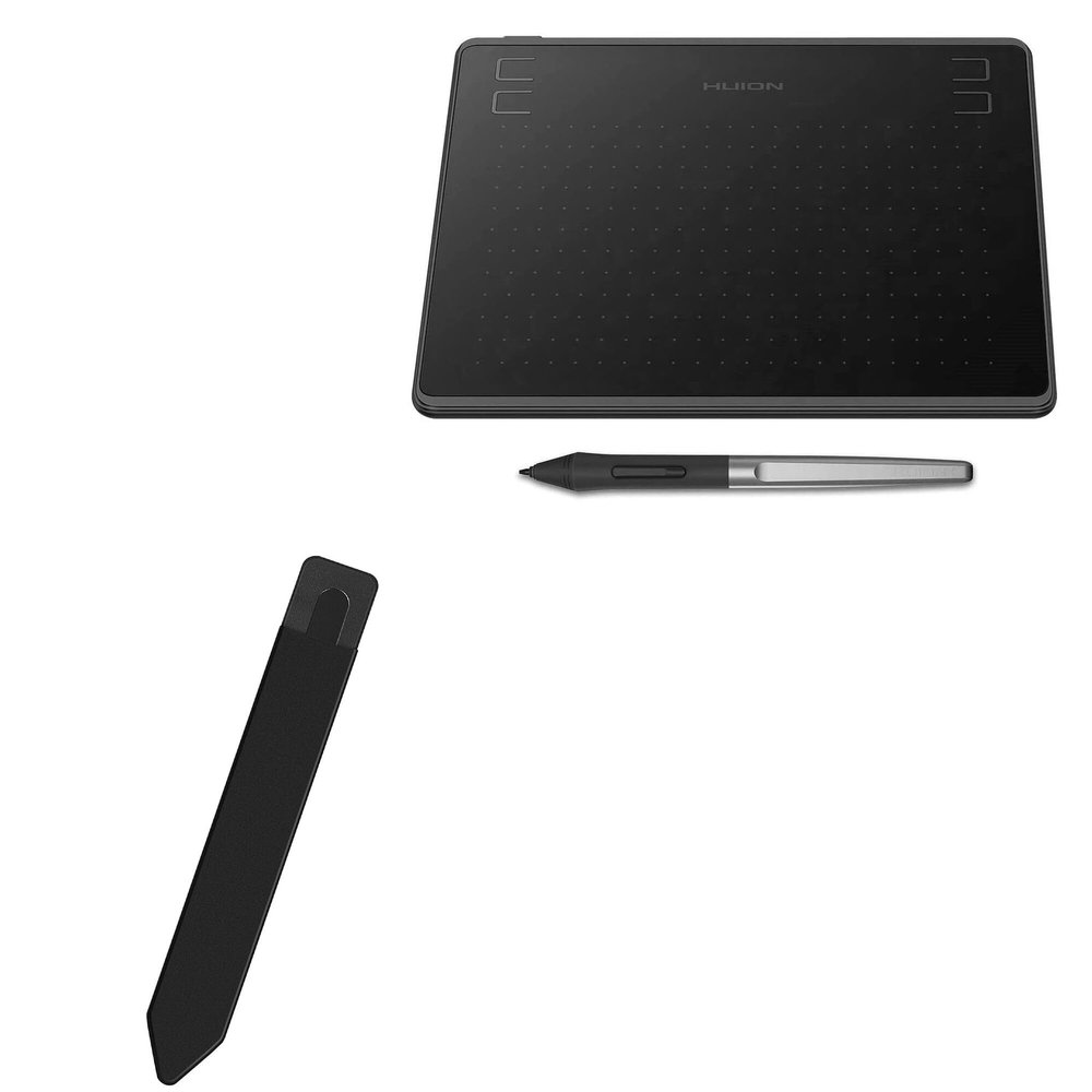 BoxWave Stylus Pouch Compatible with Huion HS64 - Stylus PortaPouch, Pen Stylii Holder Carrier Portable Self-Adhesive - Jet Black