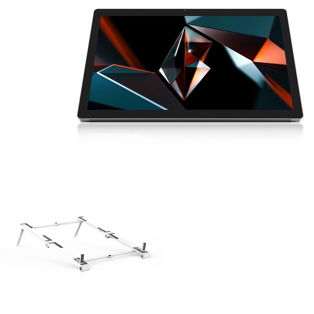 BoxWave Stand and Mount Compatible with Huion Kamvas Studio 16 - Pocket Aluminum Stand 3-in-1, Portable Multi Angle Viewing Riser - Metallic Silver
