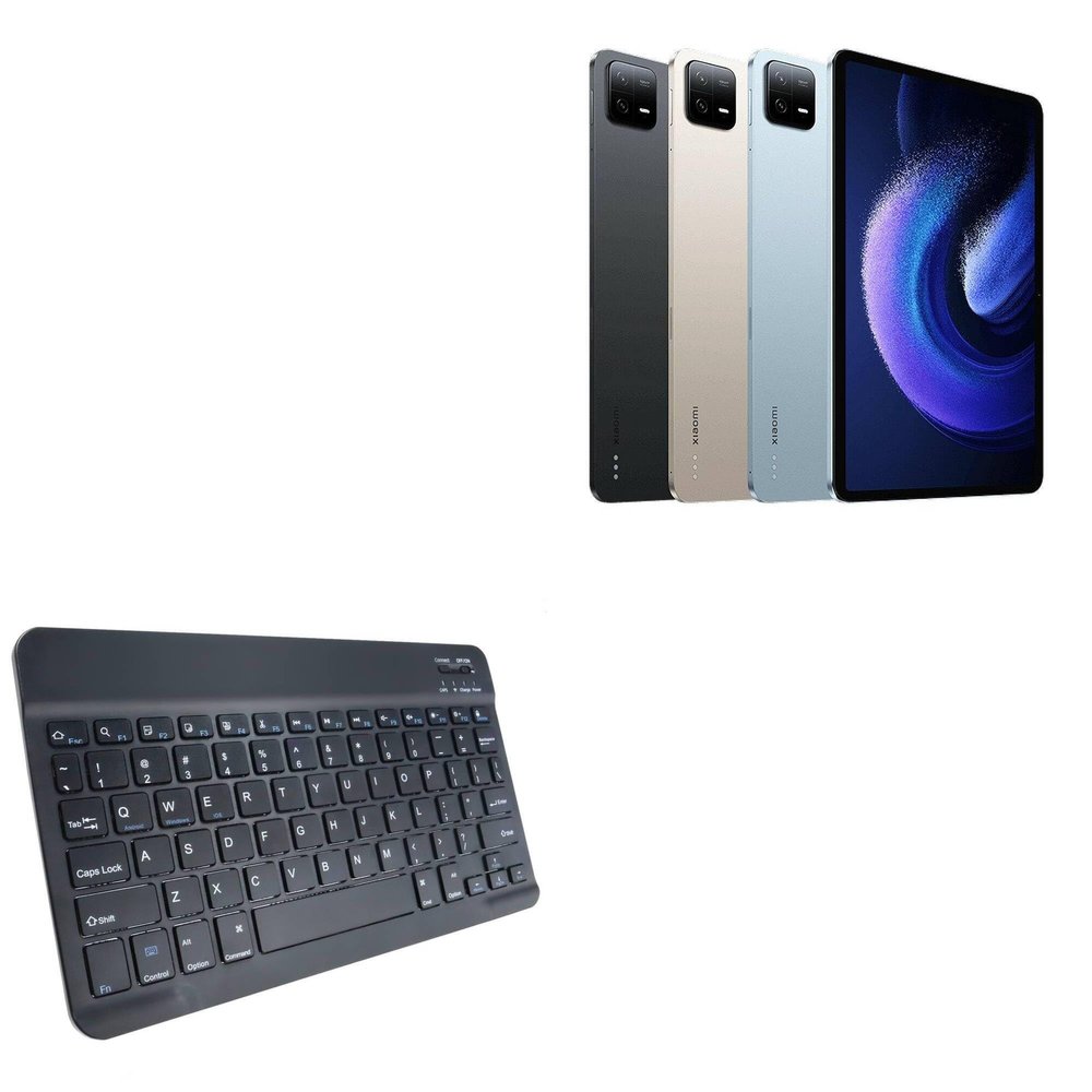 BoxWave Keyboard Compatible with Xiaomi Pad 6 - SlimKeys Bluetooth Keyboard, Portable Thin with Chiclet-Style Keys - Jet Black