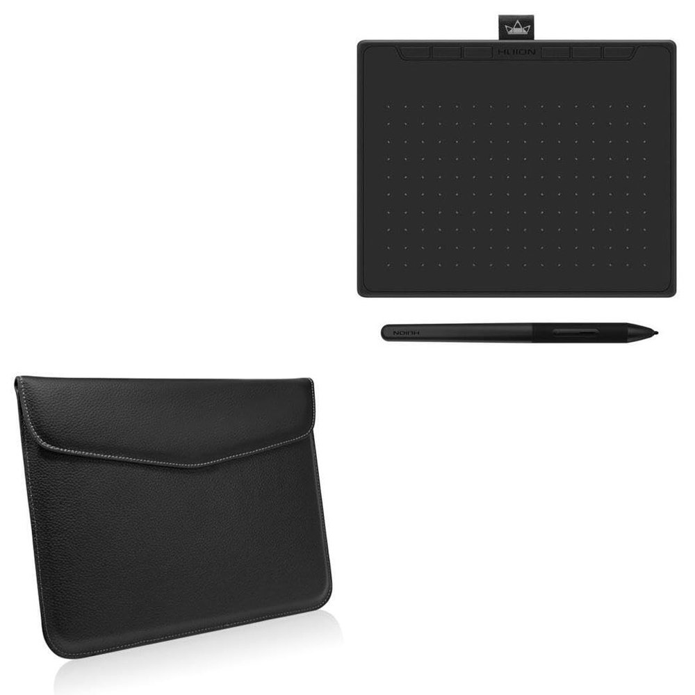 BoxWave Case Compatible with Huion Inspiroy RTS-300 - Executive Leather Pouch, Slim Leather Sleeve Cover with Soft Lining - Jet Black