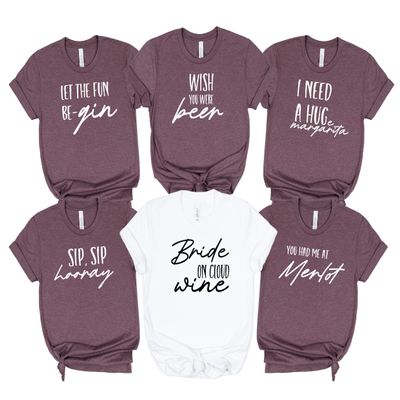 Bride On Cloud Wine Shirt, It's Wine O'clock Bachelorette Shirt, Let The Fun Be-Gin Shirt, Tale As Old As Wine Bachelorette Party Shirt, Just Keep Drinking Bachelorette Party Shirt, Bachelorette Tee