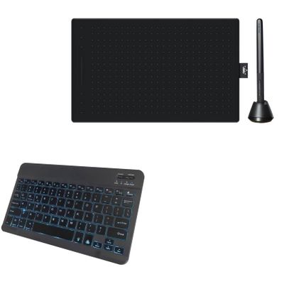 BoxWave Keyboard Compatible with Huion Inspiroy RTP-700 - SlimKeys Bluetooth Keyboard - with Backlight, Portable Slim LED 7 Colors - Jet Black