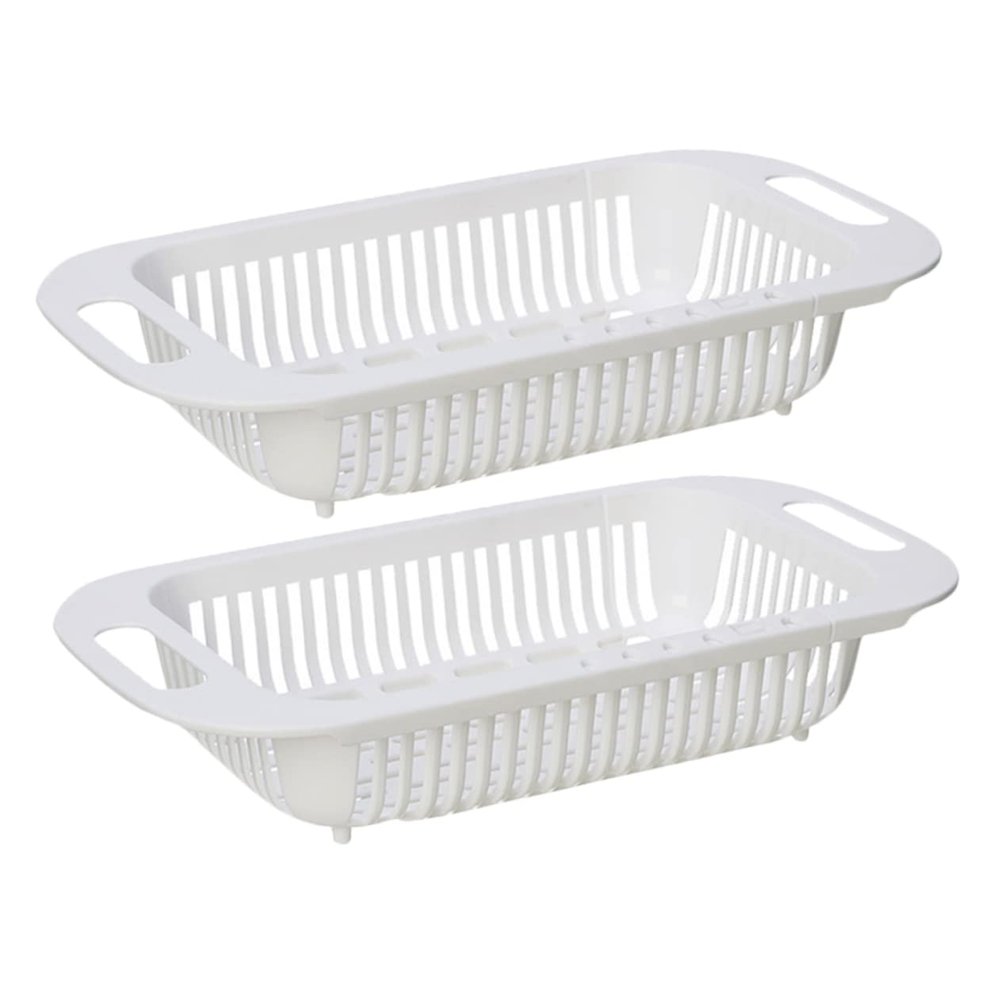 WHAMVOX Extendable Sink Drain Basket 2 Pack Round Cornered Easy to Clean for Vegetable Fruit Washing