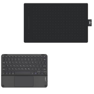 BoxWave Keyboard Compatible with Huion Inspiroy RTM-500 - SlimKeys Bluetooth Keyboard with Trackpad, Portable Slim TouchPad - Jet Black