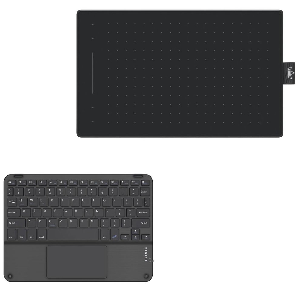 BoxWave Keyboard Compatible with Huion Inspiroy RTM-500 - SlimKeys Bluetooth Keyboard with Trackpad, Portable Slim TouchPad - Jet Black