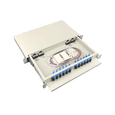 12/24/48core 1U 2U ODF Pull type optical fiber distribution frame Rack Mounted Indoor fibers Distribution Frame Patch Panel (Color : 24Cores)