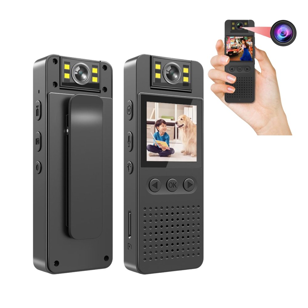 Bewinner Mini Body Camera 1080P, Portable Wearable Video Recorder with Night Vision, 180 Rotatable Lens Pocket Video Camera for Walking Riding Outdoor Home