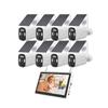 8CH 4MP Solar Power Security Camera System with Color Night Vision, Two Way Audio, Outdoor Wireless WiFi Solar Engry Surveillance Camera Kit with 8 Solar Cameras and LCD Monitor view 1