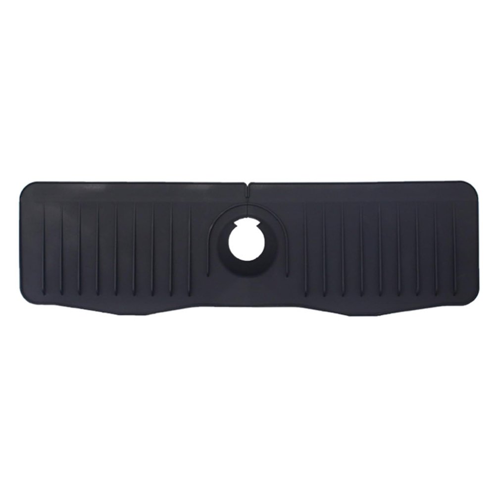Self-draining Silicone Splash Guard Kitchen Sink Durable Faucet Drain Pad for Clean Black L