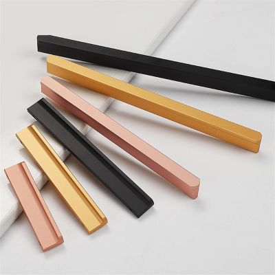 NALsa Wardrobe Door Handle Cabinet Handles Aluminum Alloy Kitchen Cupboard Pulls Drawer Knobs Hardware Furniture Handle 1Pcs (Color : Rose gold-128mm Size as Shown in Figure 2)