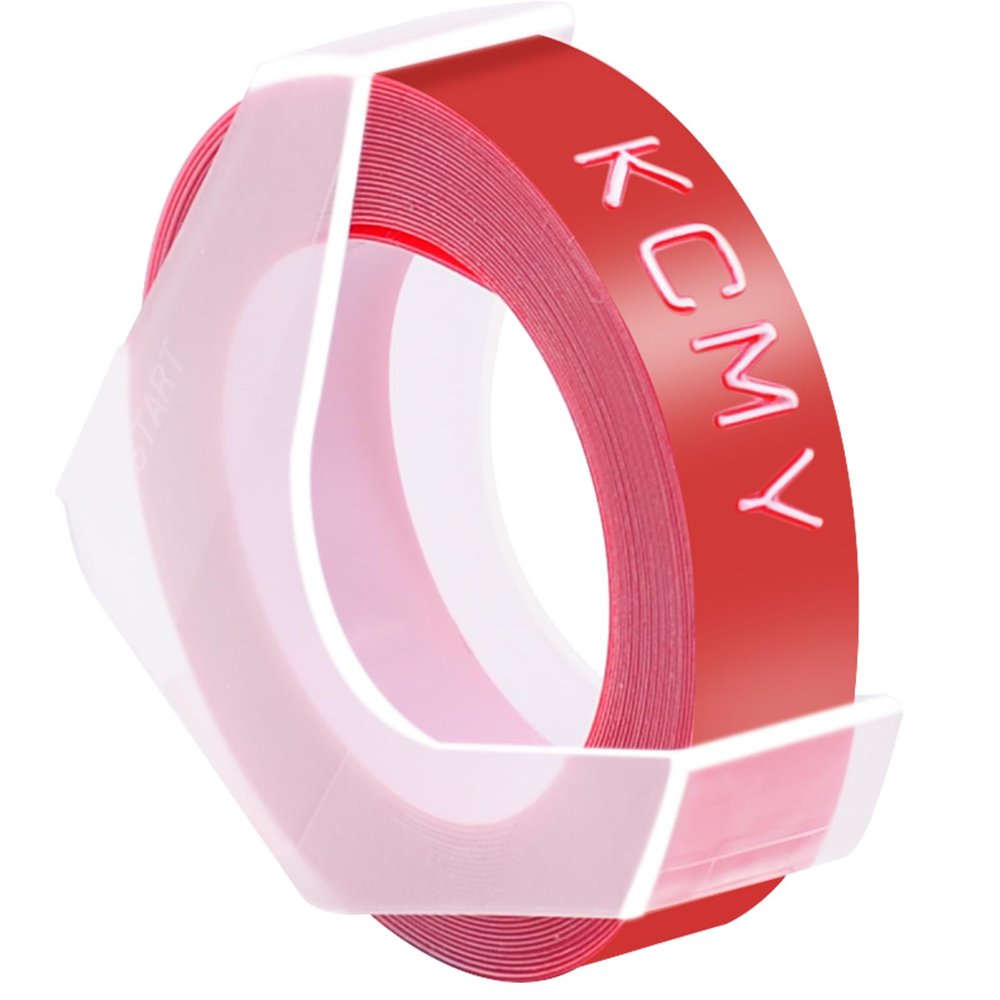 KCMYTONER 1PK 1/2 Embossing Label Tape Compatible for DYMO 521202 White on Red 3D Plastic Labels Used in Organizer Xpress Pro 1575 1595, Office Mate II 1540 154000, MoTEX E101 E404 Label Makers
