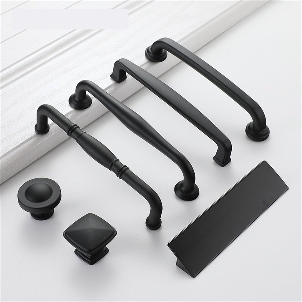 NALsa Modern Black Cabinet Handle Square Furniture Hardware Stainless Steel Kitchen Door Knobs Cupboard Wardrobe Drawer Pulls 1Pcs (Color : 675-128mm)