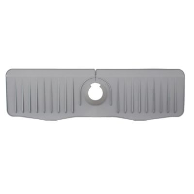 Self-draining Silicone Splash Guard Kitchen Sink Durable Faucet Drain Pad for Clean Grey L