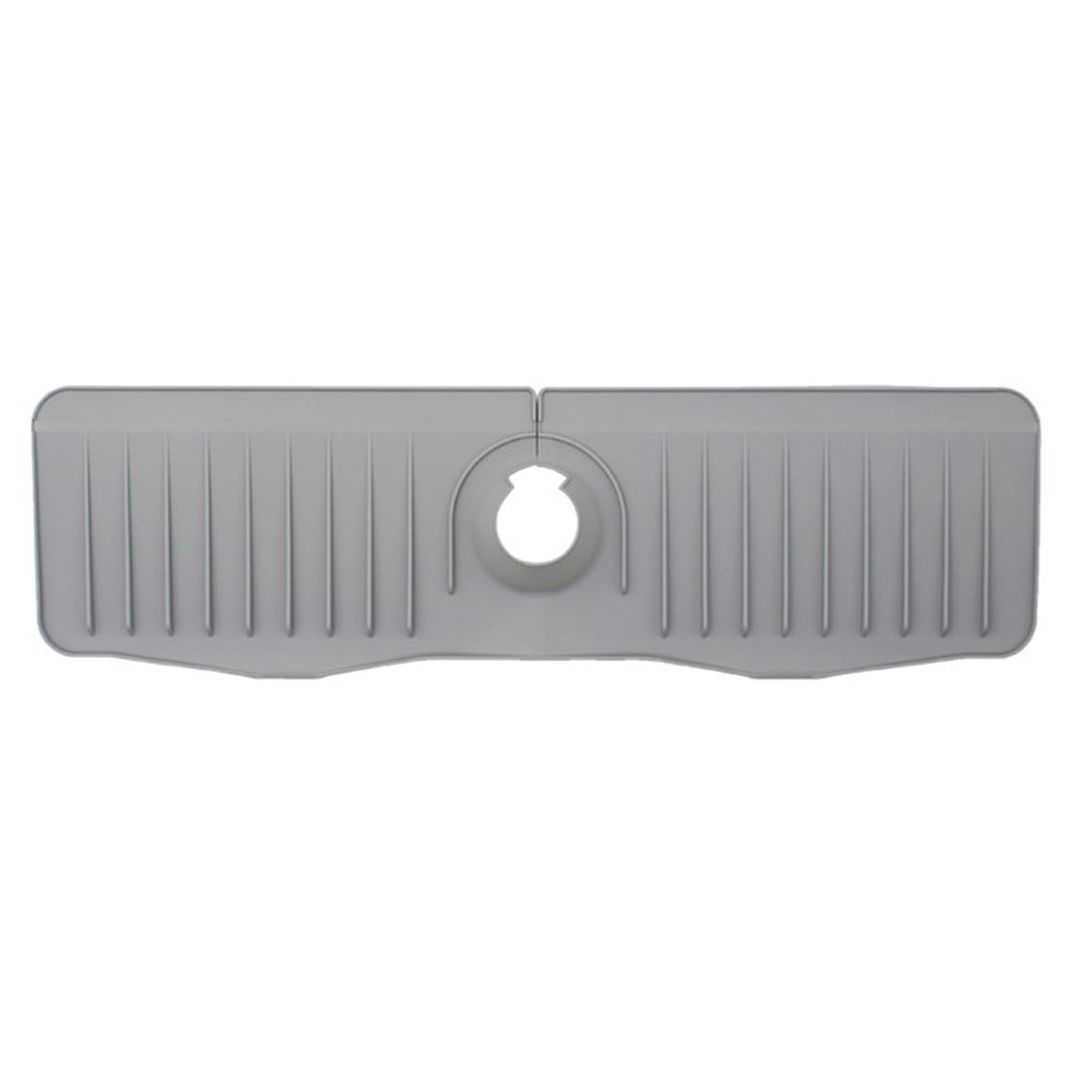 Self-draining Silicone Splash Guard Kitchen Sink Durable Faucet Drain Pad for Clean Grey L