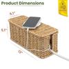Cable Management Box, Handmade Rattan Cable Organizer, 2 Open Slots Cords Hider Box, Under Desk Cord Organizer for Computer Router USB Hub & Power Strip, Patent Pending, 13" x 5.1" x 5.1", Natural view 2