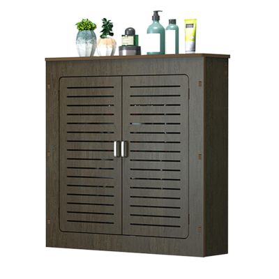 Modern Home Wood Radiator Cover Heating Cabinet With 2 Doors and Vertical Grill Slats - Decorative Shelf for Living Room, Bedroom, Hallway, Bathroom Floor