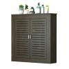 Modern Home Wood Radiator Cover Heating Cabinet With 2 Doors and Vertical Grill Slats - Decorative Shelf for Living Room, Bedroom, Hallway, Bathroom Floor view 1