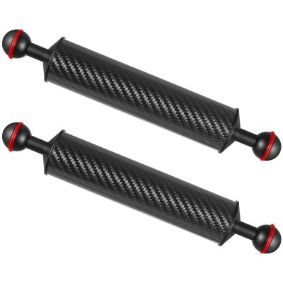 MINIFOCUS 2PCS Carbon Fiber Underwater Float Arm, D40mm, 10", Aquatic Arm, Buoyancy Provided 155g*2, Dual Ball Mounts for Photography and Video, Compatible with Diving Trays, Video Lights