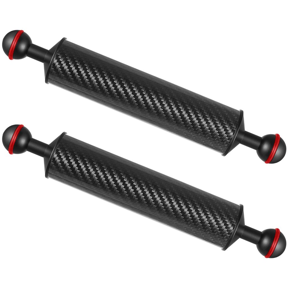 MINIFOCUS 2PCS Carbon Fiber Underwater Float Arm, D40mm, 10", Aquatic Arm, Buoyancy Provided 155g*2, Dual Ball Mounts for Photography and Video, Compatible with Diving Trays, Video Lights
