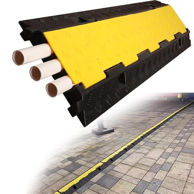 Cable Protector, Cord Cover Cable Protector 3 Channels Contains Cords, Prevent Trip Hazard for Home Office or Outdoor Settings, Rubber Cable Cover with Yellow Plastic Lid (Color : 1 Pack)