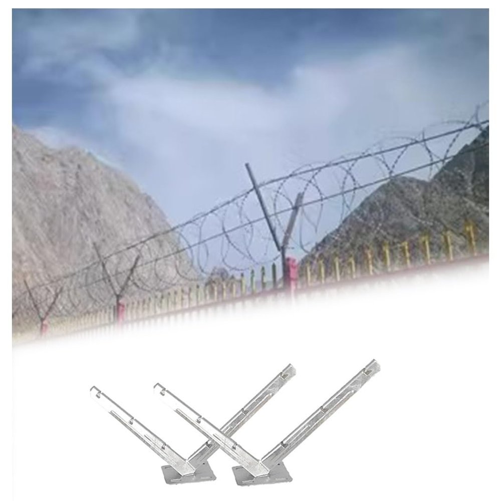 GZHERVICES 1 Pair Razor Wire Bracket, Barb Wire V Extension Arm, Hot-dip Galvanised V-Bracket, Roll Concertina Garden Fence Wire Bracket