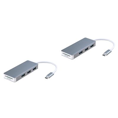 Gatuida 2pcs Single USB Hub with Ports and Micro Interface Type-c Compatible for Windows and Laptops Compact Design for Travel and Work Grey