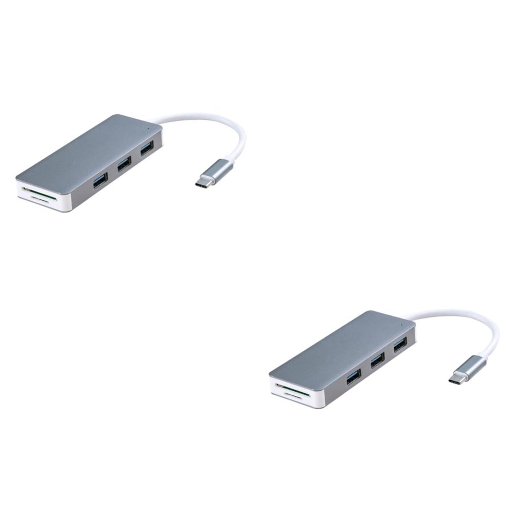 OSALADI 2pcs Single USB Hub Type- Compact for Laptops Lightweight Design for Compatible Space Grey Type- Card Reader
