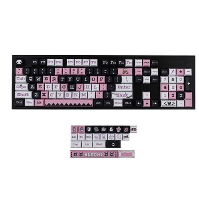 127 Kawaii Cartoon 5 Sides Over Pink Black Dye Sub XDA PBT Keycap for MX Keyboard Apex 104 87 75 61 96 KBD75 ID80 64 68