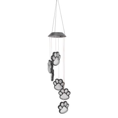 CukYi HangingbellCampanella Eolica con Stampa Della Zampa di Cane Solare, Decorazione con Stampa Della Zampa Campanelli Eolici Solari Protezione Solare in ABS Regalo Perfetto per il Prato del