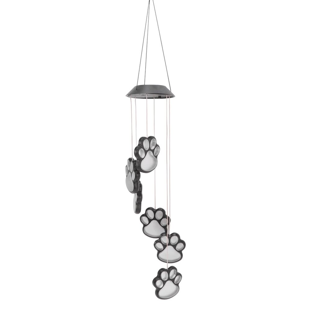 CukYi HangingbellCampanella Eolica con Stampa Della Zampa di Cane Solare, Decorazione con Stampa Della Zampa Campanelli Eolici Solari Protezione Solare in ABS Regalo Perfetto per il Prato del