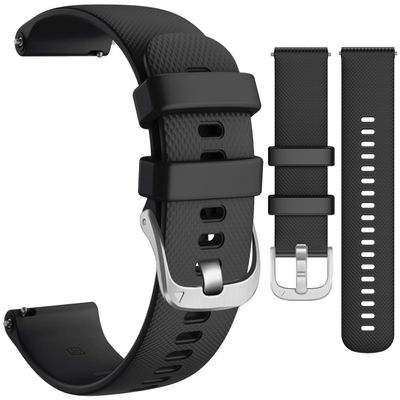 Wearable4U Silicon Wristband Strap 22mm QuickFix for Garmin Venu 2 (Black+Silver Buckle)