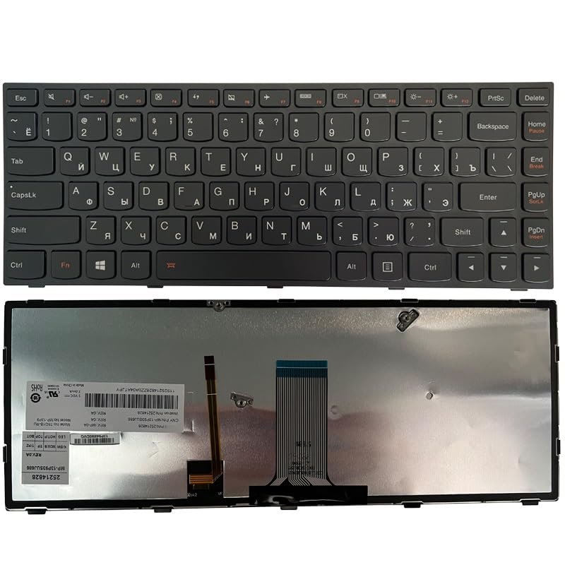 ANROI OEM New Russian RU Laptop Keyboard for Lenovo ideapad B40 B40-30 B40-45 B40-70 B40-80U Z40 Z40-70 Z40-75 Flex14 Flex14AP-IFI Backlit Accessories (Color : Black)