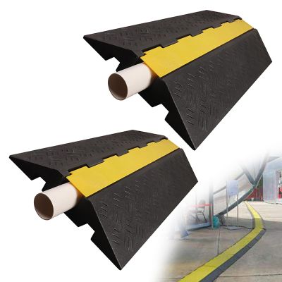 Cable Protector, 1 Channel Floor Cable Protector Cord Cover with Yellow Plastic Lid Cable Cover Outdoor Cable Protector for Garage, Highway, Ramp (Color : 2 Pack)