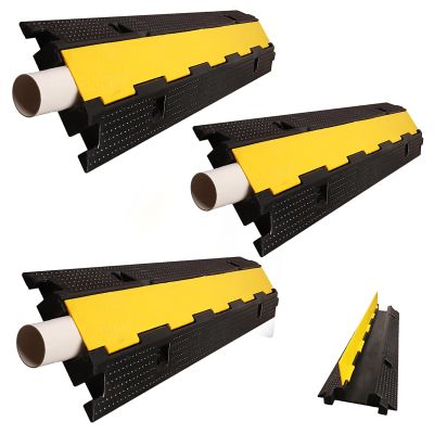 Cable Protector, Cable Protector Ramp, 1 Channel, Traffic Speed Bump W/Flip-Open Top Cover & Warning Tape, Easy to Unroll-Conceal Wires, for Offices, Retail, Gyms, Factories & Garages (Color : 3 Pack