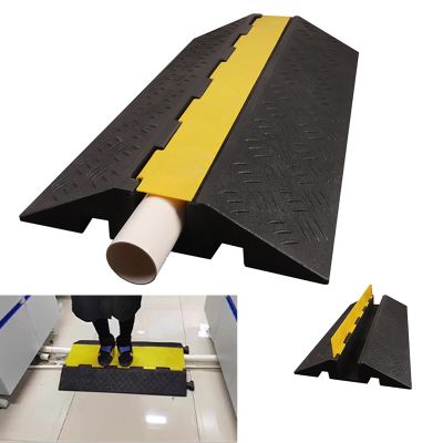 Cable Protector, Pedestrian Cable Protector, 1 Channel, with Yellow Plastic Lid Linkable Floor Cable Cover Cord Channel Outdoor Cable Protector for Garage, Highway, Ramp (Color : 1 Pack)