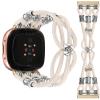 TOYOUTHS Beaded Bracelet Band Compatible with Fitbit Versa 4/Versa 3/Sense 2/Sense Bands Women, Boho Soft Elastic Stretchy Nylon Braided Strap Fancy Charms Designer Breathable Sport Wristband, S view 1