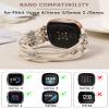 TOYOUTHS Beaded Bracelet Band Compatible with Fitbit Versa 4/Versa 3/Sense 2/Sense Bands Women, Boho Soft Elastic Stretchy Nylon Braided Strap Fancy Charms Designer Breathable Sport Wristband, S view 4
