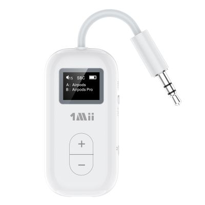 1Mii Airplane Bluetooth 5.3 Adapter for 2 Wireless Headphones, Supports AD/LL/HD, 3.5mm AUX Bluetooth Audio Transmitter for TV/PC/Airplane/Gym, 30H Playtime, Essential for Airplane Travel