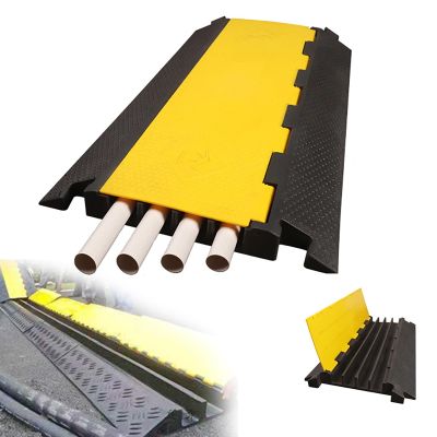 Rubber Cable Protector Ramp, Cable Ramp, Cable Wire Cord Cover Ramp Speed Bump Driveway Hose Cable Ramp Protective Cover, for Driveway & Outdoor/Wire/Hose/Pipe Hider (Color : 4 Channel)