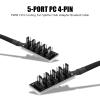 5 Port Fan Hub, 1 Female to 5 Male 4 Pin PWM CPU Cooling Fan Splitter Hub Adapter Cable with Strong Adhesive Tape for CPU Fan, Case Fan Support Five Fans view 2
