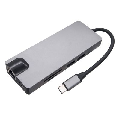 Acinkeety USB C Splitter VGA USB 3.0 100/1000Mbps SDTF Adapter for Laptop Computer Notebook Aluminum Extender USB C Splitter Cable 8 in 1