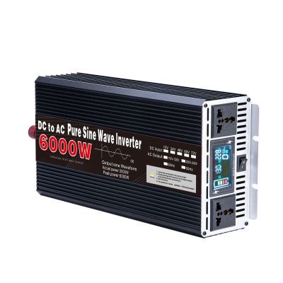 Power Inverters 6000W Pure Sine Wave Power Inverter 12V/24VDC to 110V/220V Converter,Low Frequency Solar Power Inverter for Home Camping RV,24V to 110V