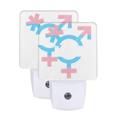 Qauirfe Transgender Symbol Pride Flag LGBT Night Light Set of 2 Home Decor